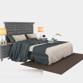 Mediterranean Style Bed With Carpet 3d model