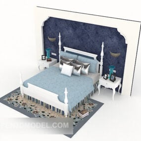 Mediterranean Style Double Bed 3d model