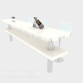 میز و صندلی مجلسی سفید مدل سه بعدی
