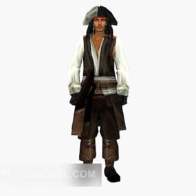Johnny Depp piraatkarakter 3D-model