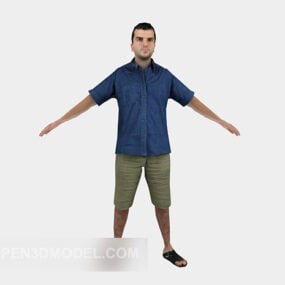 Pánská modrá košile postava 3D model