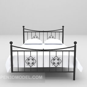 Metal Bed Furniture White Mattress 3d model