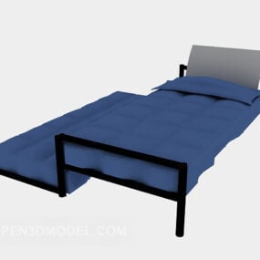 3д модель односпальной кровати из металлического материала с кушеткой