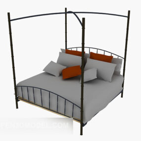 نموذج ملصق لسرير مفرد معدني ثلاثي الأبعاد