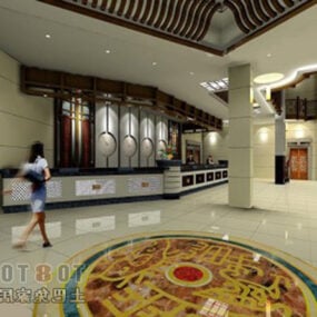 Nowoczesny wystrój wnętrza chińskiej restauracji Model 3D