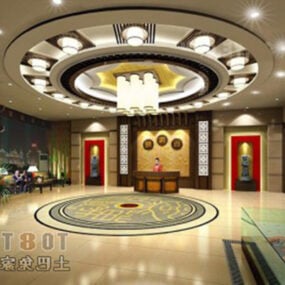 Kinesisk Restaurant Round Ceiling Interiør 3d-modell