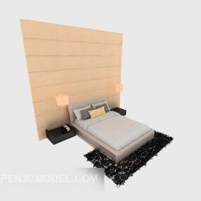 Modern Common Double Bed 3d model