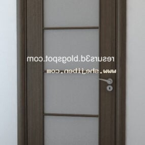 Modern Door Wooden Glass 3d model