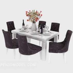 Moderní evropský jídelní stůl Set 3D model
