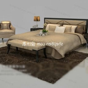 Modern European Double Bed Library Free 3d model