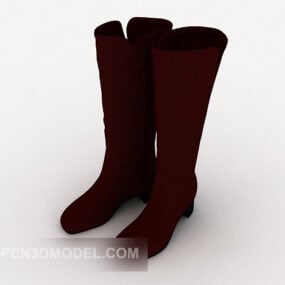 Botas femininas de couro vermelho Modelo 3D