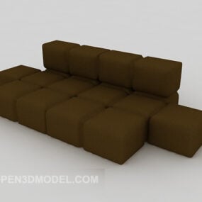 Canapé Puzzle Moderne Couleur Marron Foncé modèle 3D