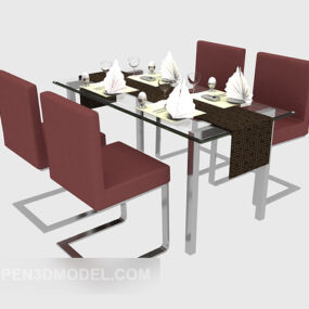Modern Dinning Table With Chairs 3d model
