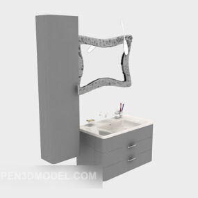 خزانة حمام مودرن دهان رمادي موديل 3D