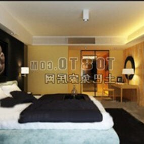 3d модель інтер'єру сучасної спальні з теплим освітленням