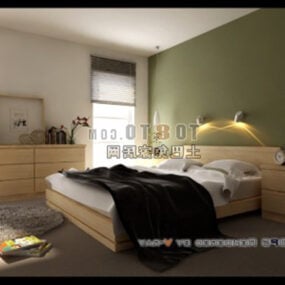 Modernes Schlafzimmer mit kleinen Fenstern 3D-Modell