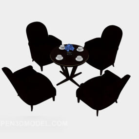 Moderní černý ležérní stůl a židle 3D model