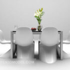 Modern Black Dining Table With Plastic Chair