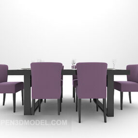 Modern Purple Black Dining Table Chair 3d model