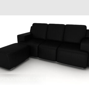 Modern Black Leather Sofa Design 3d model