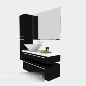 Modelo 3d de gabinete de banho minimalista preto moderno