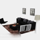 أريكة حديثة متعددة المقاعد باللون الأسود