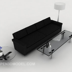 Modern Black Simple Sofa Leather 3d model