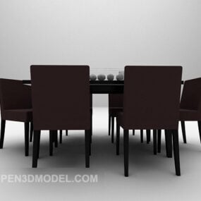 Modern Black Dinning Table And Chair 3d model