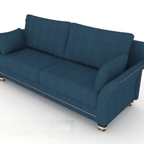 3д модель современного синего двуспального дивана