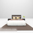 Tempat Tidur Coklat Modern Dengan Furnitur Karpet