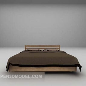 Mẫu giường đôi nệm nâu hiện đại 3d