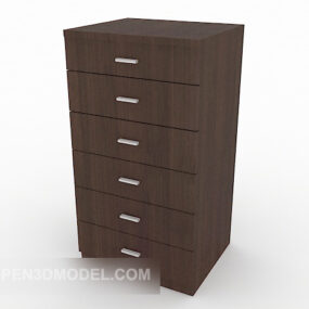 Modern Brown Drawer Cabinet 3d model