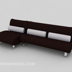 Model 3d Sofa Berbilang tempat duduk Kulit Coklat Moden