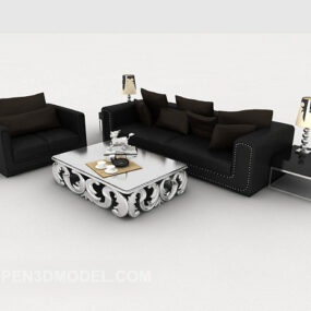 Sofá negro de negocios moderno modelo 3d