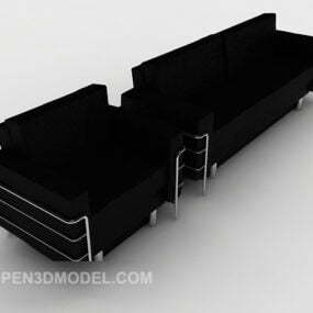 Nowoczesny biznesowy prosty model czarnej sofy 3D