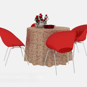 Moderne afslappet spisebord og stol 3d-model