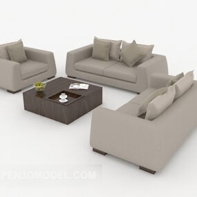 现代休闲家居灰色沙发套装3d模型