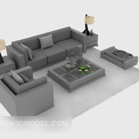 Modern Compact Sofa Combination Grey 3d model