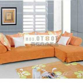 Сучасний кутовий диван оранжевого кольору 3d модель
