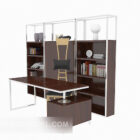 Modern desk, bookcase 3d model