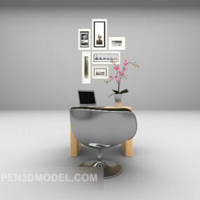 Resimli Modern Masa Sandalyesi 3D model