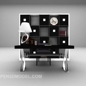 Modern Desk Full Decorative Set 3d model