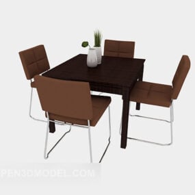 3д модель современного семейного обеденного стола со стулом