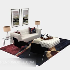 Modern Double Sofa With Decoration Ware 3d model