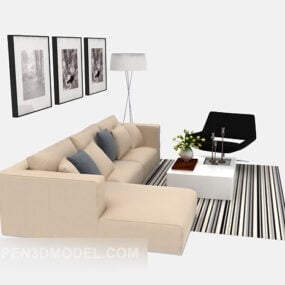 Modelo 3d de sofá familiar moderno com vários lugares