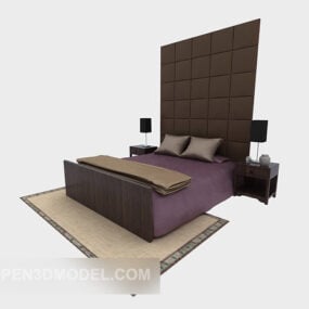 Family Solid Wood Bed 3d model