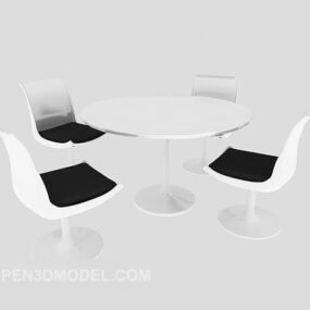 Modernisme mote rundt bord og stoler 3d-modell