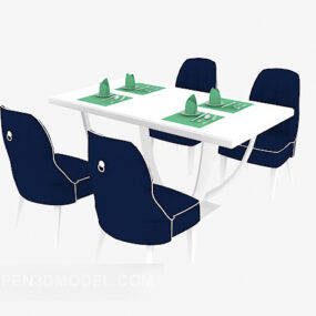 Modern Four-person Dining Chairs Table 3d model