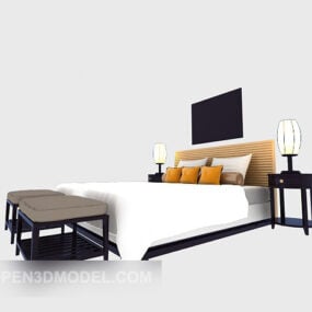 소파 베드가있는 현대적인 가구 침대 3d 모델