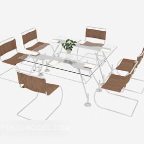Tavolo da conferenza moderno quadrato in vetro modello 3d